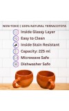 Terracotta Tea Cups with Handle (Set of 2) | Handcrafted Clay Kulhad Cups | Eco-Friendly Traditional Tea & Coffee Cups.