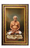 Lahiri Mahasaya Digital Golden Balck Color Photo Frame | Hindu Religious Wall Decor | 10x16 Inches - Inspirational Wall Art for Office, Home Decor - Ideal Spiritual Gift (F16955)