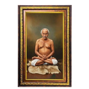 Lahiri Mahasaya Digital Golden Balck Color Photo Frame | Hindu Religious Wall Decor | 10x16 Inches - Inspirational Wall Art for Office, Home Decor - Ideal Spiritual Gift (F16955)