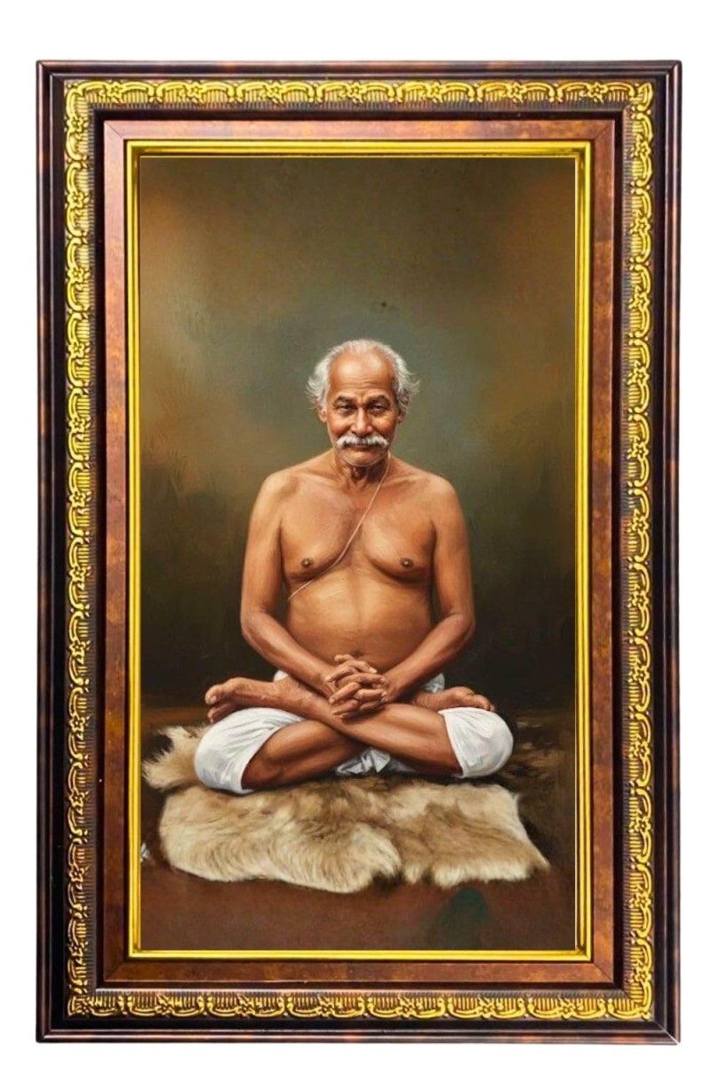 Lahiri Mahasaya Digital Golden Balck Color Photo Frame | Hindu Religious Wall Decor | 10x16 Inches - Inspirational Wall Art for Office, Home Decor - Ideal Spiritual Gift (F16955)
