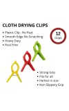 Durable Plastic Cloth Drying Clips – Multi-Purpose Laundry Clips for Clothesline & Hangers – Pack of (12)