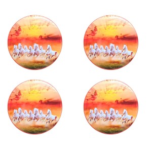 Stainless Steel Round Seven Horses Fridge Magnet | Decorative Refrigerator Magnet for Home & Office | Premium Finish | Pack of 4 (4) Stainless Steel Round Seven Horses Fridge Magnet | Decorative Refrigerator Magnet for Home & Office | Premium Finish | Pack of 4 (4)