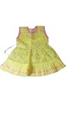 Cotton Baby Girl Frock for 0-9 Months ? Soft & Stylish Infant Dress | Sleeveless Newborn Frock with Lace Detailing | Comfortable for Babies (Yellow)
