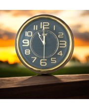 Golden Round Analog Wall Clock with Golden Numbers | Silent Sweep Quartz Movement | Decorative Wall Clock for Home, Office, and Living Room | Length-Breadth-Height 26.8cm x 26.8cm x 3.2cm