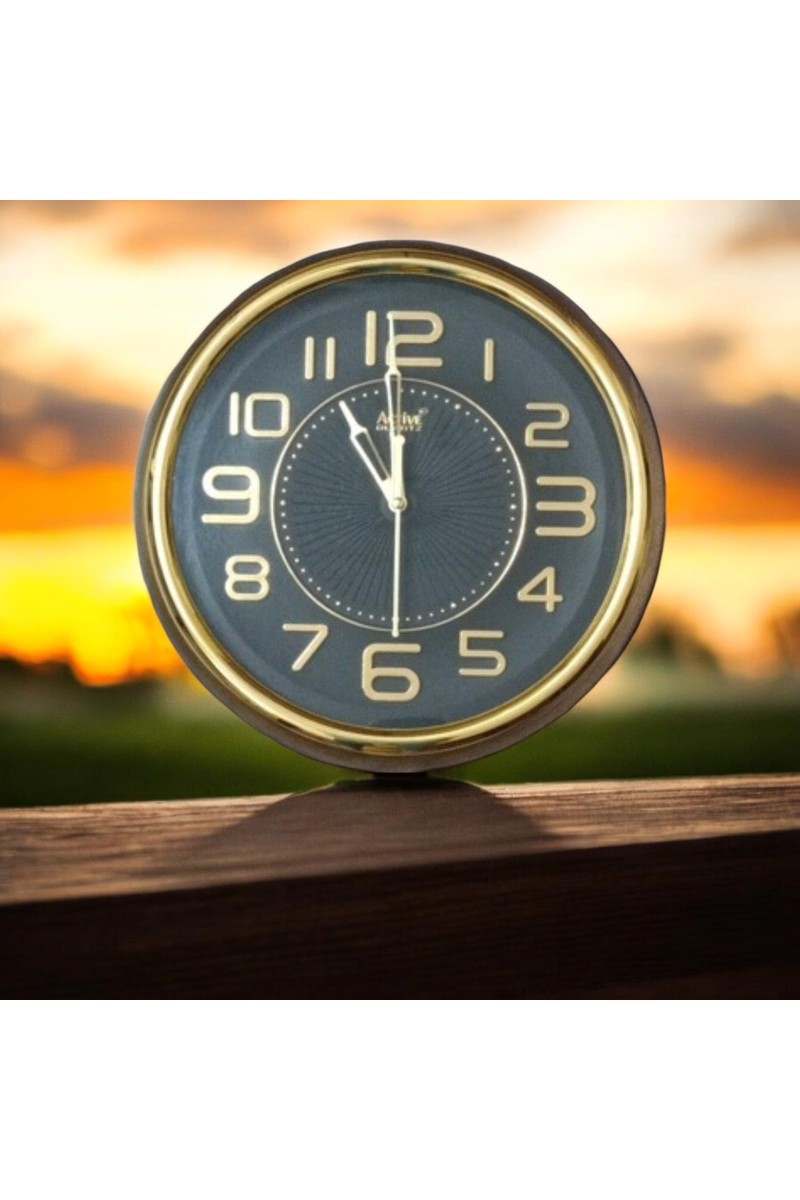 Golden Round Analog Wall Clock with Golden Numbers | Silent Sweep Quartz Movement | Decorative Wall Clock for Home, Office, and Living Room | Length-Breadth-Height 26.8cm x 26.8cm x 3.2cm