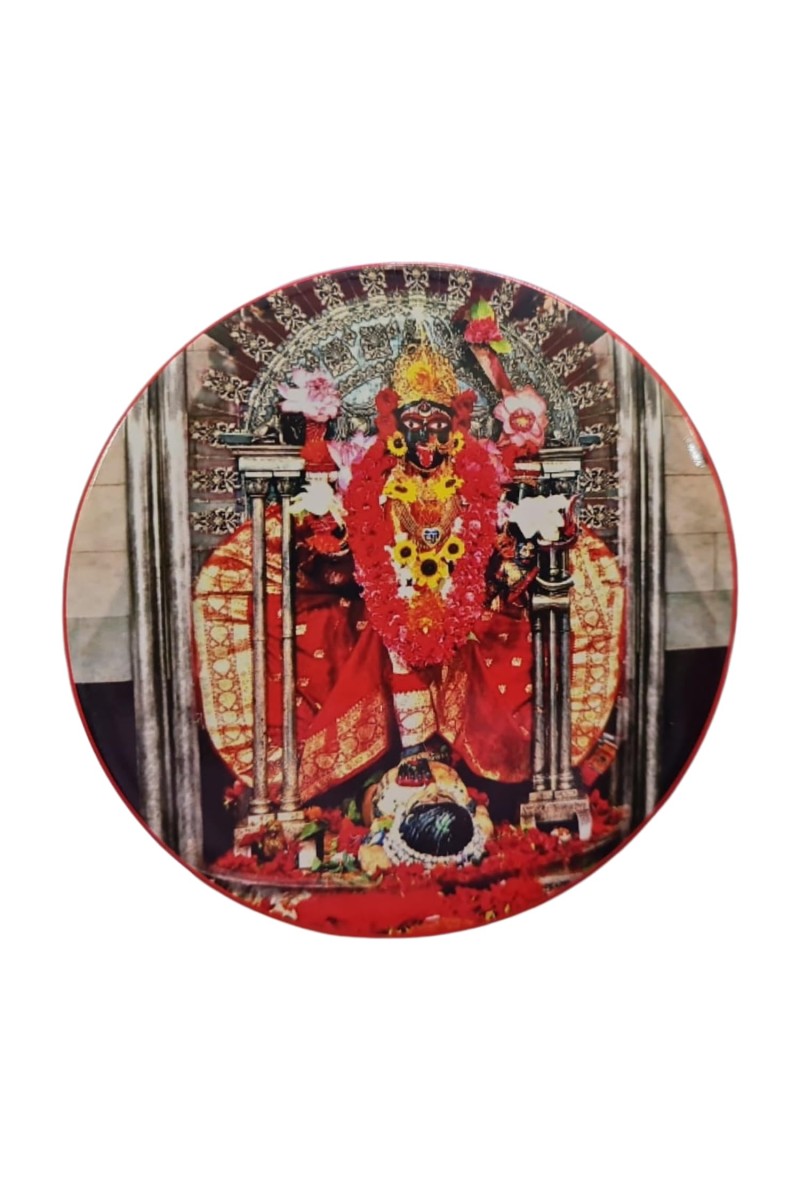 Stainless Steel Round Maa Kali Fridge Magnet | Devotional & Decorative Refrigerator Magnet for Home & Office | Pack of 1