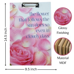 Hi Tech Sales Printed Exam Pad | Regular Wooden Exam Board for Girls & Boys, Kids, Students, Gift, School, Office, Industrial use | Stainless Clipboard (Color-Multicolor, Size-14.5 x 9.5) (Pink)