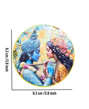 Stainless Steel Round Radha Krishna Fridge Magnet | Devotional & Decorative Refrigerator Magnet for Home & Office | Premium Finish | Pack of 4 (4)