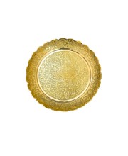 Pure Brass Decorative Pooja Thali Plate | Handcrafted Floral Engraved Brass Plate for Pooja, Aarti & Home Temple | Traditional Golden Brass Thali for Festive Use & Gifting