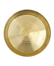 HiTechMart Brass Puja Thali | Traditional Round Brass Aarti Plate for Religious Ceremonies | Polished Puja Plate for Temple, Home, and Festival Use