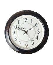 Deep Brown Round Analog Wall Clock with Black Numbers | Silent Sweep Quartz Movement | Decorative Wall Clock for Home, Office, and Living Room | Length-Breadth-Height 29cm x 29cm x 2.1cm