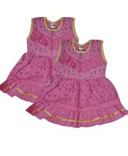 Cotton Sleeveless Baby Girl Frock for 0-9 Months – Soft & Comfortable Dress for Newborns & Infants (2, Pink)