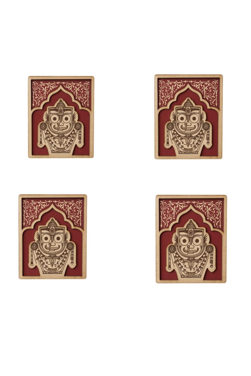 Wooden Lord Jagannath Fridge Magnet | Laser Engraved Religious Souvenir | Traditional Pattachitra Style Decorative Magnet for Home & Office (4)