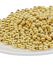 HiTechMart Gold-Plated Round Spacer Beads – Small Plastic Craft Beads for Jewelry Making, DIY Bracelets, Necklaces & Decorations (Bulk Pack) (100)