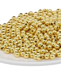 HiTechMart Gold-Plated Round Spacer Beads – Small Plastic Craft Beads for Jewelry Making, DIY Bracelets, Necklaces & Decorations (Bulk Pack) (250)