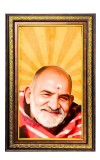 Neem Karoli Baba Digital Golden Balck Color Photo Frame | Hindu Religious Wall Decor | 14x20 Inches - Inspirational Wall Art for Office, Home Decor - Ideal Spiritual Gift (F16623)