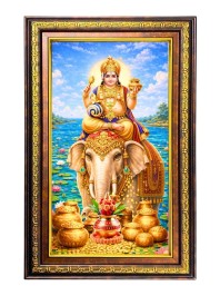 Kubera Digital Golden Balck Color Photo Frame | Hindu Religious Wall Decor | 16x22 Inches - Inspirational Wall Art for Office, Home Decor - Ideal Spiritual Gift (F16913)