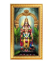 Lord Murugaan Digital Golden Color Photo Frame | Hindu Religious Wall Decor | 10x17 Inches - Inspirational Wall Art for Office, Home Decor - Ideal Spiritual Gift (F10343)