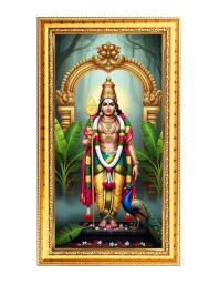 Lord Murugaan Digital Golden Color Photo Frame | Hindu Religious Wall Decor | 8x15 Inches - Inspirational Wall Art For Office, Home Decor - Ideal Spiritual Gift (F10343)