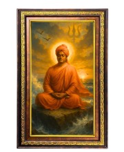 Swami Vivekananda Digital Golden Balck Color Photo Frame | Hindu Religious Wall Decor | 16x22 Inches - Inspirational Wall Art for Office, Home Decor - Ideal Spiritual Gift (F16621)