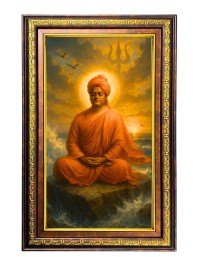 Swami Vivekananda Digital Golden Balck Color Photo Frame | Hindu Religious Wall Decor | 10x16 Inches - Inspirational Wall Art for Office, Home Decor - Ideal Spiritual Gift (F16621)