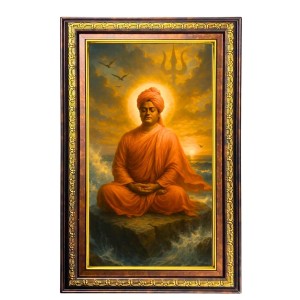 Swami Vivekananda Digital Golden Balck Color Photo Frame | Hindu Religious Wall Decor | 10x16 Inches - Inspirational Wall Art for Office, Home Decor - Ideal Spiritual Gift (F16621)