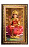 Goddess Laskhmi Digital Golden Balck Color Photo Frame | Hindu Religious Wall Decor | 14x20 Inches - Inspirational Wall Art for Office, Home Decor - Ideal Spiritual Gift (F16503)
