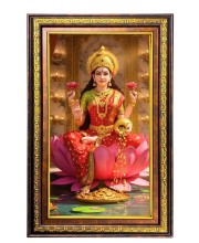 Goddess Laskhmi Digital Golden Balck Color Photo Frame | Hindu Religious Wall Decor | 10x16 Inches - Inspirational Wall Art for Office, Home Decor - Ideal Spiritual Gift (F16503)