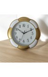 Classic Analog Wall Clock | Round Gold and White Colour with Black Numbers | Decorative Wall Clock for Home, Office, and Living Room | Length-Breadth-Height 24.7cm x 24.7cm x 0.5cm