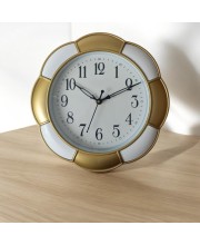 Classic Analog Wall Clock | Round Gold and White Colour with Black Numbers | Decorative Wall Clock for Home, Office, and Living Room | Length-Breadth-Height 24.7cm x 24.7cm x 0.5cm