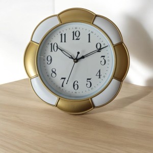 Classic Analog Wall Clock | Round Gold and White Colour with Black Numbers | Decorative Wall Clock for Home, Office, and Living Room | Length-Breadth-Height 24.7cm x 24.7cm x 0.5cm Classic Analog Wall Clock | Round Gold and White Colour with Black Numbers | Decorative Wall Clock for Home, Office, and Living Room | Length-Breadth-Height 24.7cm x 24.7cm x 0.5cm