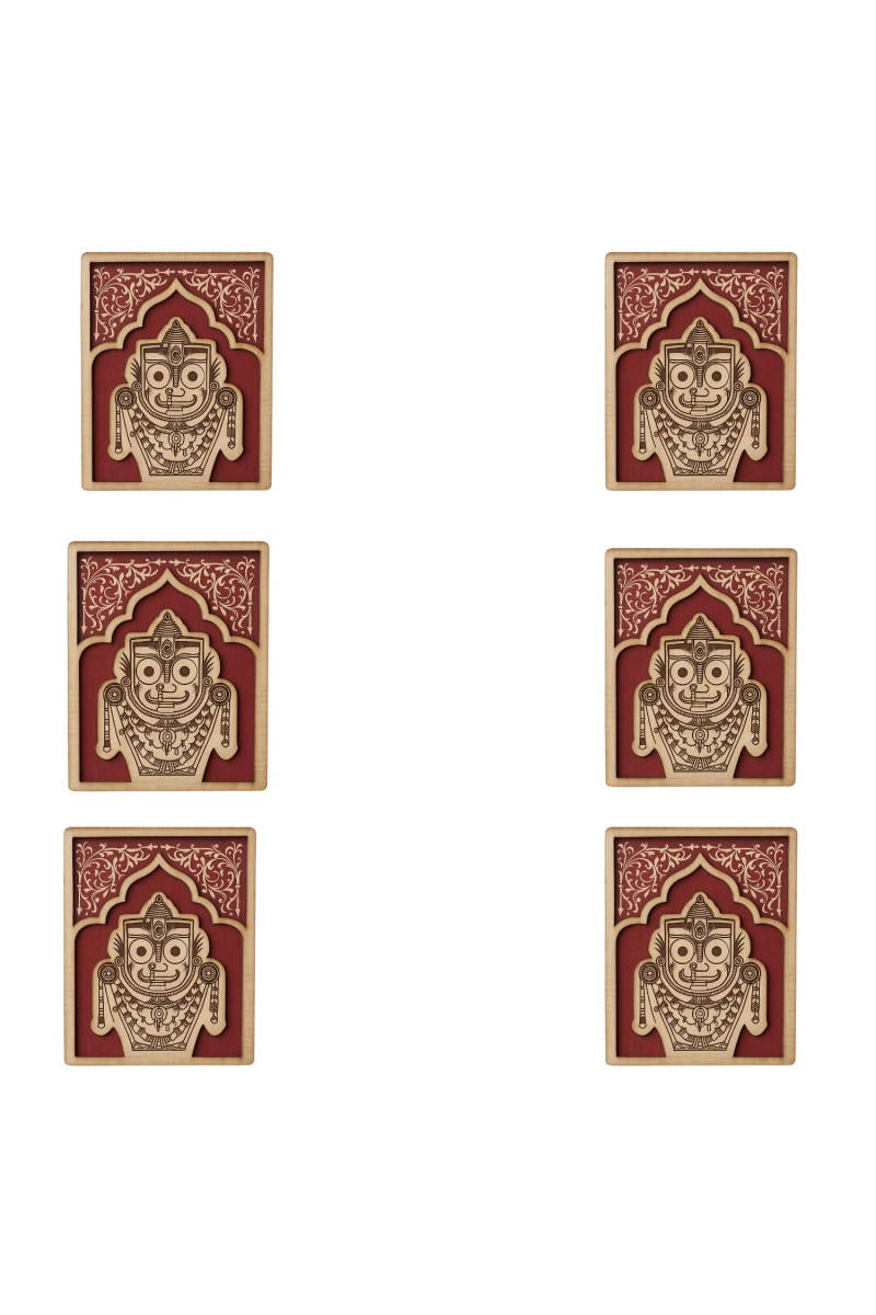Wooden Lord Jagannath Fridge Magnet | Laser Engraved Religious Souvenir | Traditional Pattachitra Style Decorative Magnet for Home & Office (6)