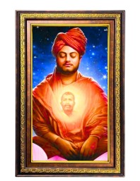 Swami Vivekananda Digital Golden Balck Color Photo Frame | Hindu Religious Wall Decor | 16x22 Inches - Inspirational Wall Art for Office, Home Decor - Ideal Spiritual Gift (F16615)