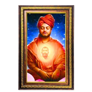Swami Vivekananda Digital Golden Balck Color Photo Frame | Hindu Religious Wall Decor | 16x22 Inches - Inspirational Wall Art for Office, Home Decor - Ideal Spiritual Gift (F16615)