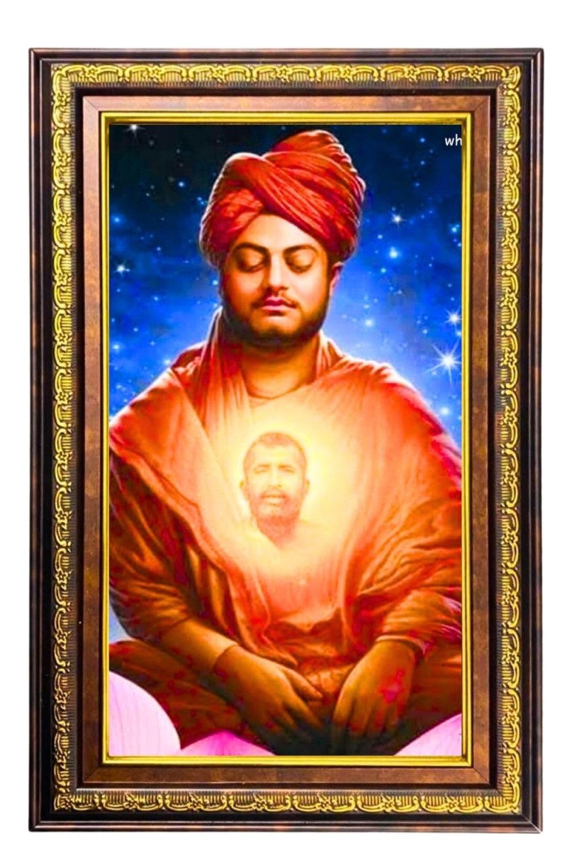 Swami Vivekananda Digital Golden Balck Color Photo Frame | Hindu Religious Wall Decor | 10x16 Inches - Inspirational Wall Art for Office, Home Decor - Ideal Spiritual Gift (F16615)