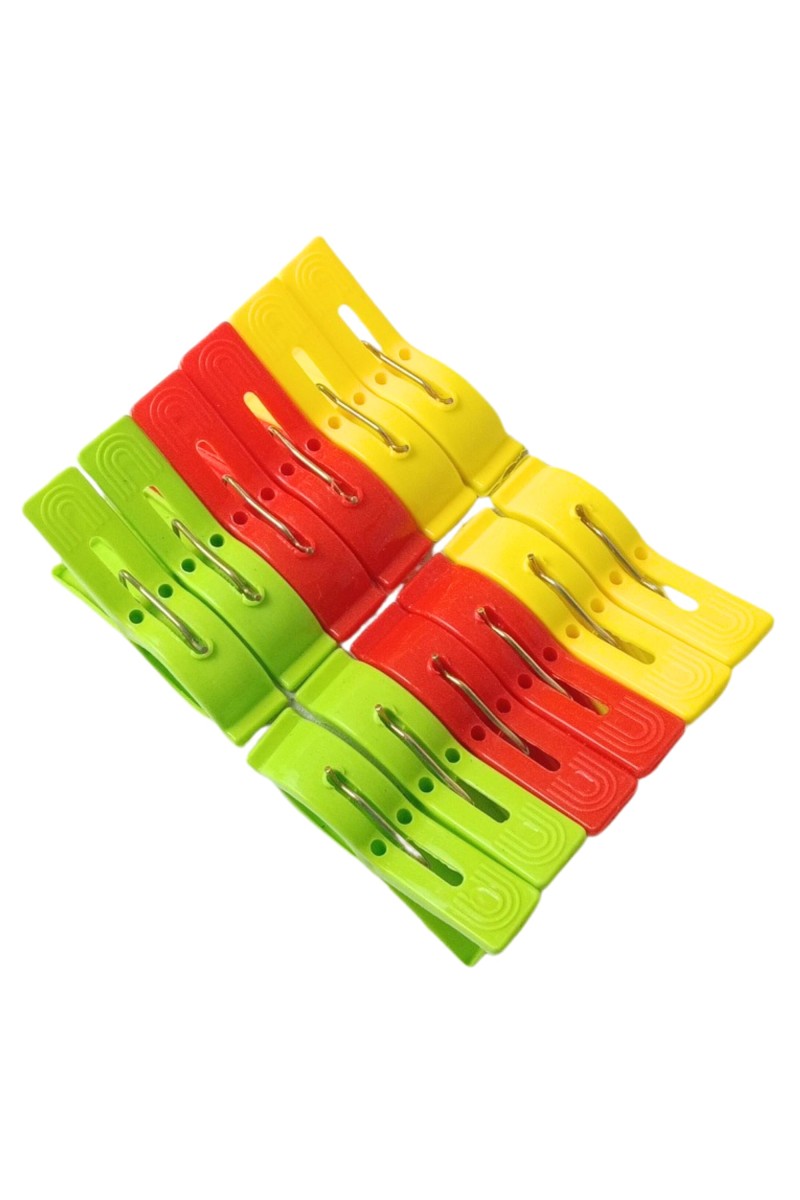 Durable Plastic Cloth Drying Clips – Multi-Purpose Laundry Clips for Clothesline & Hangers – Pack of (12)