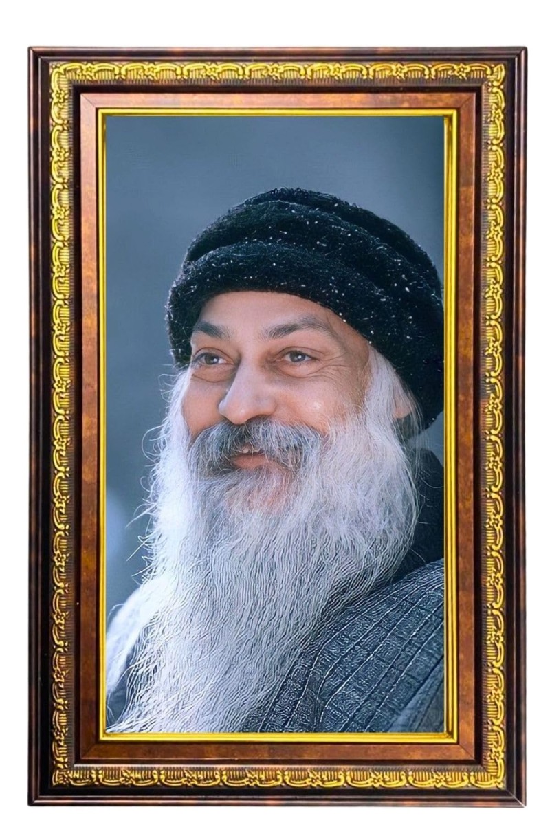 Osho Digital Golden Balck Color Photo Frame | Hindu Religious Wall Decor | 14x20 Inches - Inspirational Wall Art for Office, Home Decor - Ideal Spiritual Gift (F16516)