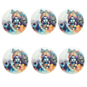Stainless Steel Round Krishna Fridge Magnet | Decorative Spiritual Refrigerator Magnet for Home & Office | Pack of 6 (6) Stainless Steel Round Krishna Fridge Magnet | Decorative Spiritual Refrigerator Magnet for Home & Office | Pack of 6 (6)