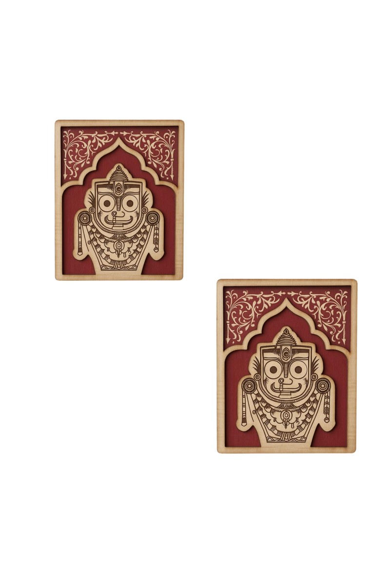 Wooden Lord Jagannath Fridge Magnet | Laser Engraved Religious Souvenir | Traditional Pattachitra Style Decorative Magnet for Home & Office (2)