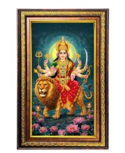 Durga Matha Digital Golden Balck Color Photo Frame | Hindu Religious Wall Decor | 10x16 Inches - Inspirational Wall Art for Office, Home Decor - Ideal Spiritual Gift (F16711)