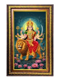 Durga Matha Digital Golden Balck Color Photo Frame | Hindu Religious Wall Decor | 10x16 Inches - Inspirational Wall Art for Office, Home Decor - Ideal Spiritual Gift (F16711)