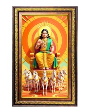 Surya Bhagavan Digital Golden Balck Color Photo Frame | Hindu Religious Wall Decor | 10x16 Inches - Inspirational Wall Art for Office, Home Decor - Ideal Spiritual Gift (F16647)