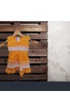 Cotton Baby Girl Frock for 0-9 Months – Soft & Stylish Sleeveless Dress with Lace Design for Newborns & Infants (2, Yellow)