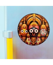 Stainless Steel Round Jagannath Balabhadra Subhadra Fridge Magnet | Devotional & Decorative Refrigerator Magnet for Home & Office | Pack of 6