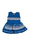 Cotton Baby Girl Frock for 0-9 Months – Soft & Stylish Sleeveless Dress with Lace Design for Newborns & Infants (1, Blue)