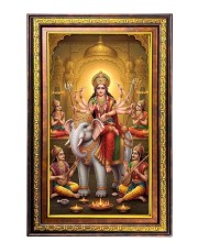 Durga Ma Digital Golden Balck Color Photo Frame | Hindu Religious Wall Decor | 10x16 Inches - Inspirational Wall Art for Office, Home Decor - Ideal Spiritual Gift (F16493)
