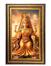 Goddess Lakshmi Digital Golden Balck Color Photo Frame | Hindu Religious Wall Decor | 18x24 Inches - Inspirational Wall Art for Office, Home Decor - Ideal Spiritual Gift (F16763)