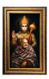 Neem Karoli Baba Digital Golden Balck Color Photo Frame | Hindu Religious Wall Decor | 14x20 Inches - Inspirational Wall Art for Office, Home Decor - Ideal Spiritual Gift (F16622)