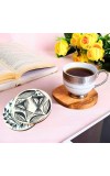 Handcrafted Wooden Coasters Set of 2 – Hand-Painted Tribal Fish Art Round Tea & Coffee Coasters | Eco-Friendly Wooden Drink Coaster for Home, Office & Gifting