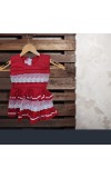 Cotton Baby Girl Frock for 0-9 Months – Soft & Stylish Sleeveless Dress with Lace Design for Newborns & Infants (1, Red)